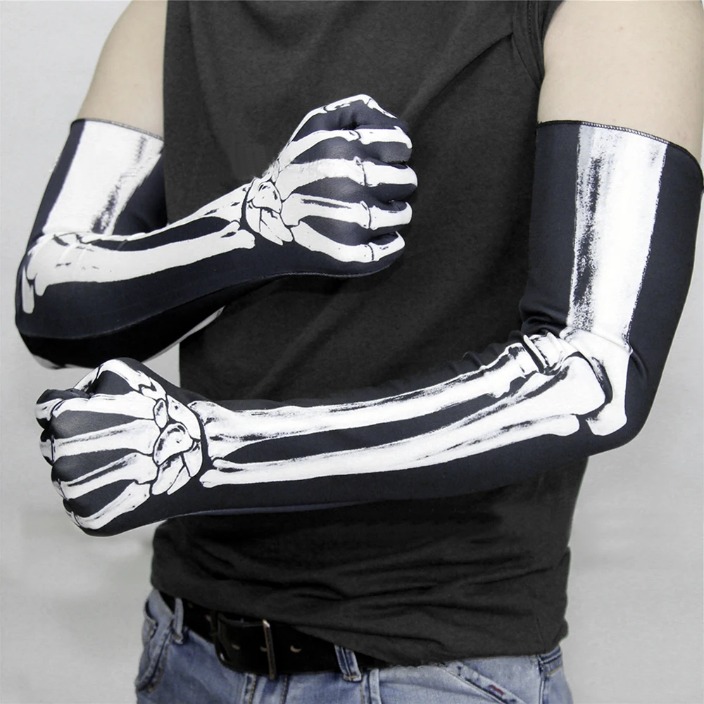 Skeleton Gloves Long Arm Full Finger Horror Gloves Costume Cosplay