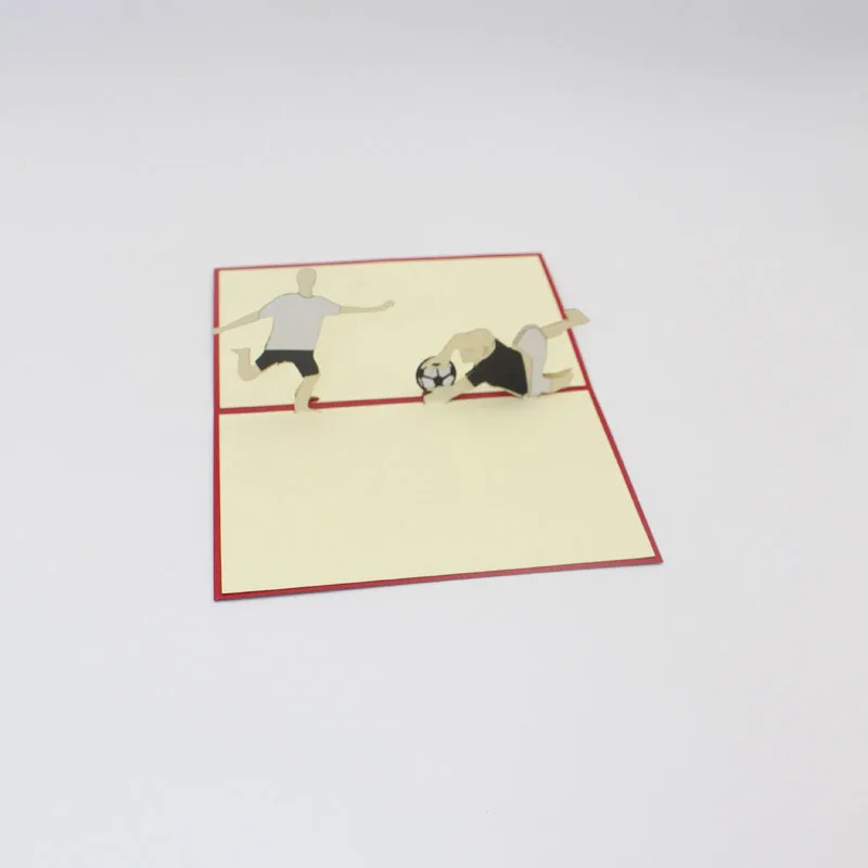  1pc 10*15cm 3D Laser Cut Playing Soccer Kids Paper Invitation Greeting Cards with Envelope Children - 32804256627
