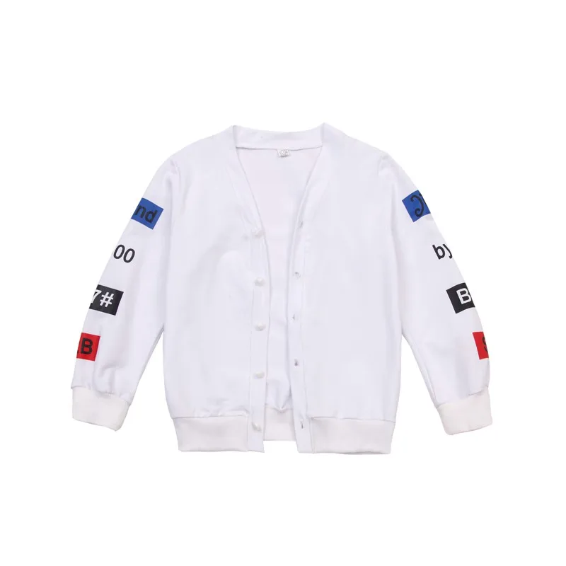 CROAL CHERIE  110-160cm Winter Autumn Sweater Jacket For Kids Girls Fashion Letter Girls Coats Boys Children Clothes Black White (4)
