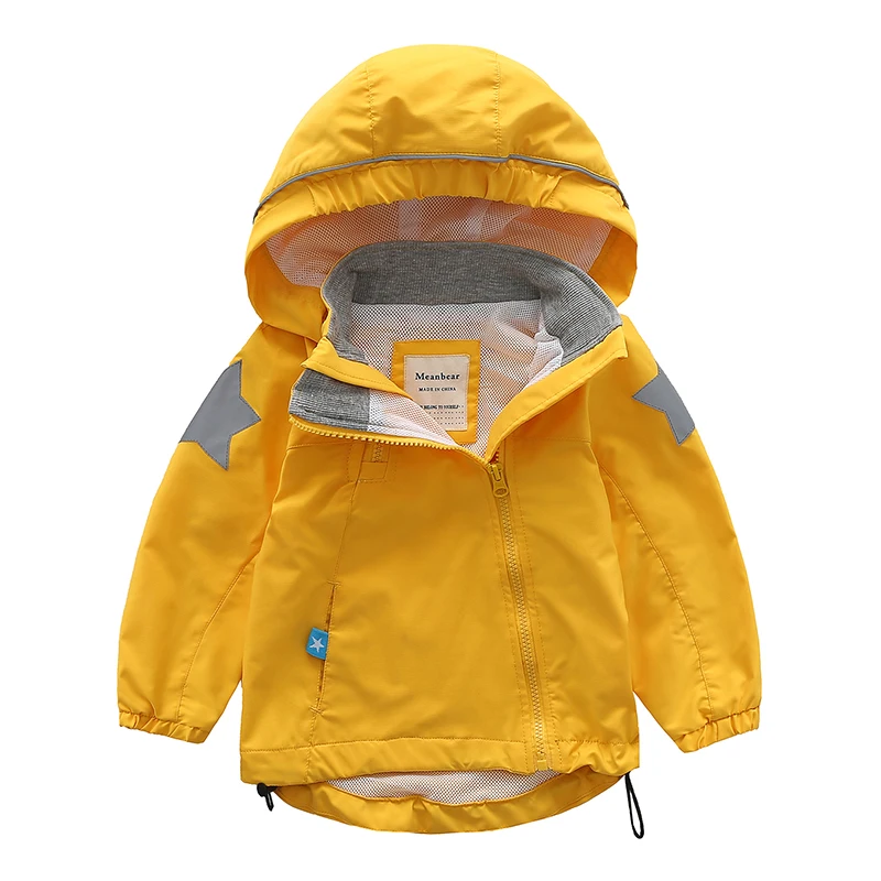 Куртка для мальчиков и девочек; весна г.; Новинка; Повседневная ветровка для детей; ветрозащитный водонепроницаемый плащ; куртка на молнии с асимметричной звездой; верхняя одежда