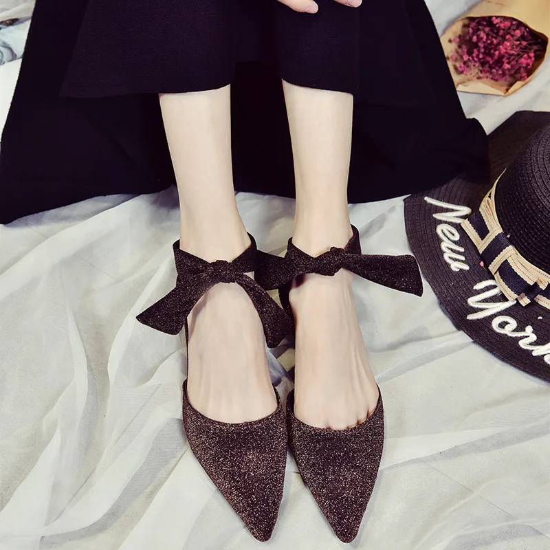 

Glitter woman shoes cur out gladiator sandals woman chaussure femme pointed toe ladies shoes bow ankle strap sandals espadrilles
