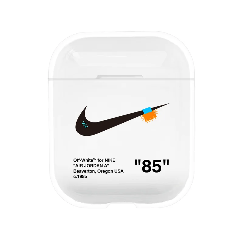 

Transparent Hard Wireless Earphone Charging Box Cover sport brand design case for AirPods 1 2 OW OFF Protective Case for AirPods