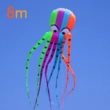 Высокое качество 8 М осьминог мода летающий воздушный змей уличные игрушки скидка летающие взрослые с ручкой линии любовь