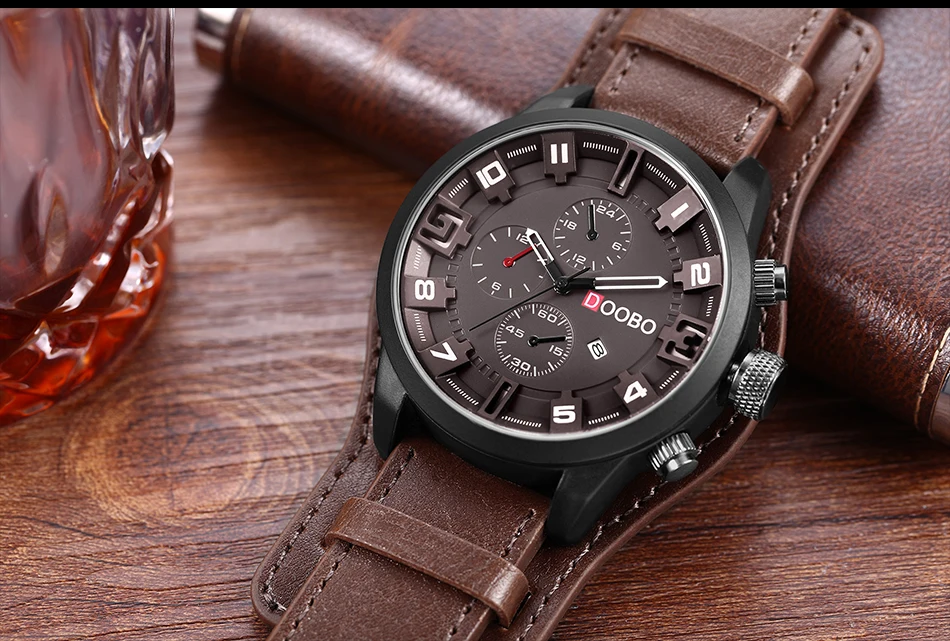 DOOBO Men's Casual sport Quartz Watch Mens Watches Top Brand Luxury Quartz-Watch Leather Military Watch Wrist Male Clock Drop