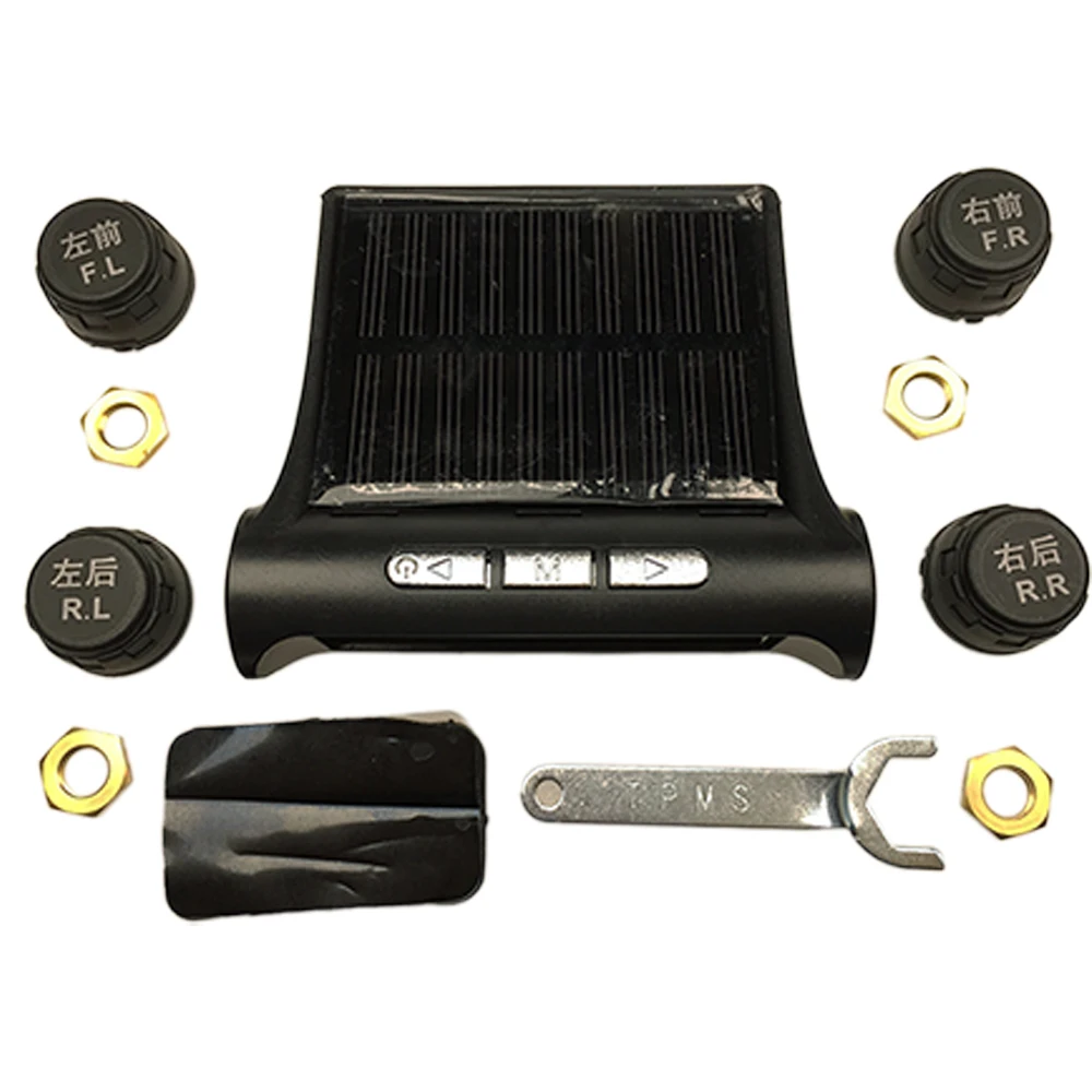 

Universal Solar Power Tire Pressure Monitoring System Wireless Auto TPMS with LCD Color Display 4 Sensors Car Accessory