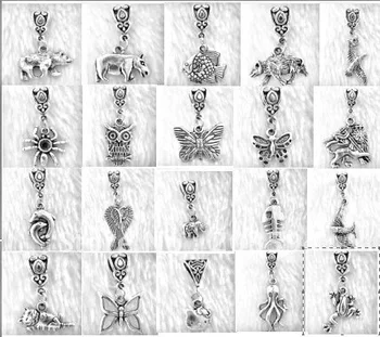 

Wholesale 100Pcs Tibetan Silver Mixed Style Dangles Fit European Bracelets random send