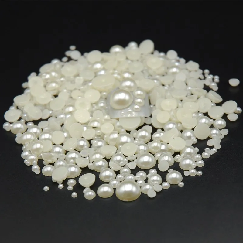 

Free shipping Mixed Size Fashion 1000pcs/pack Half Round DIY Resin Flatback Nail Art Pearl for Nail Decoration Acrylic Pearl