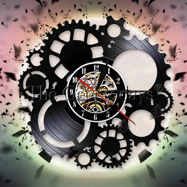 steampunk vinyl record wall clock victorian industrial steampunk