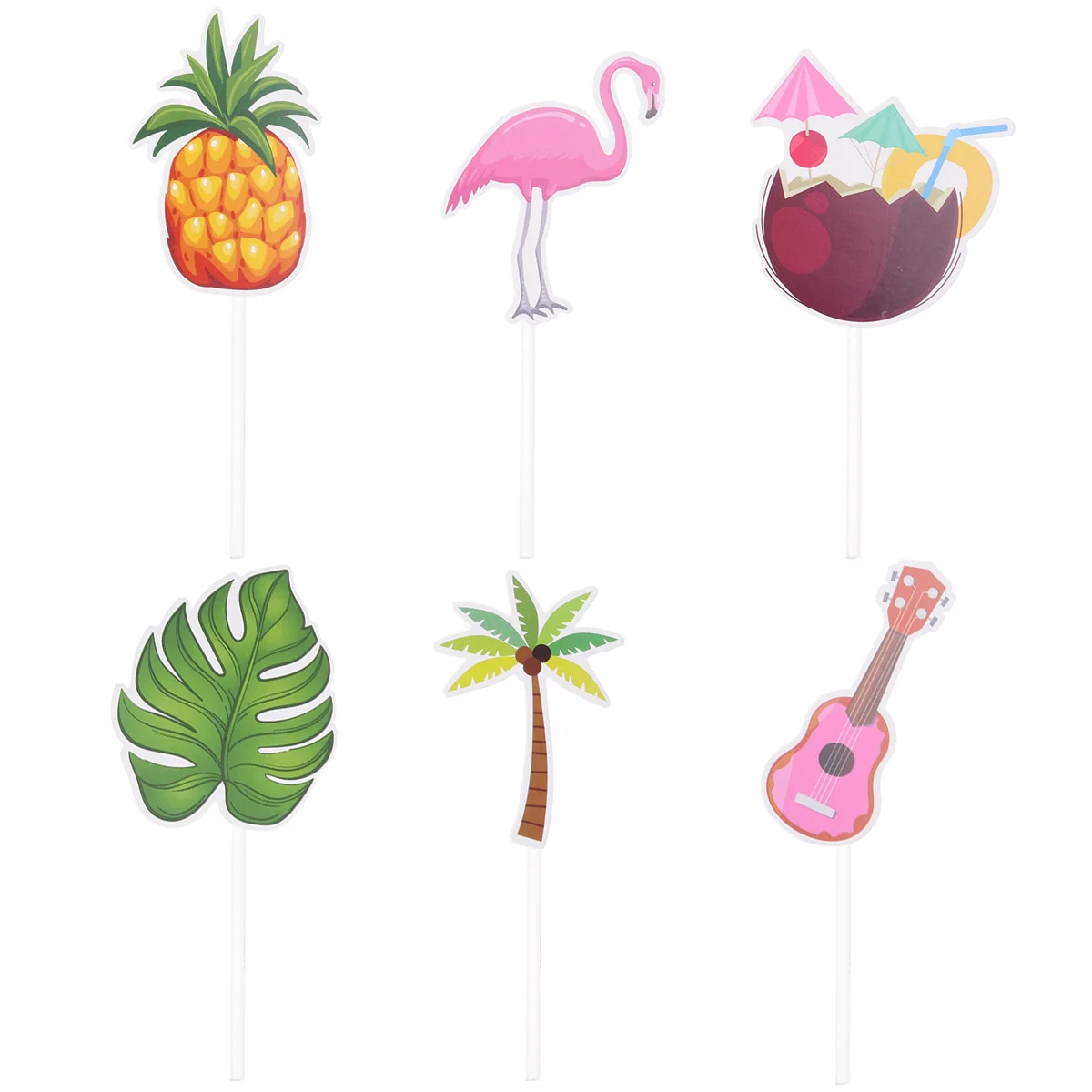 

48pcs/Set Flamingo Dessert Theme Cake Toppers Disposable Decoration Party Supplies For Summer Hawaii Festival Party Decoration