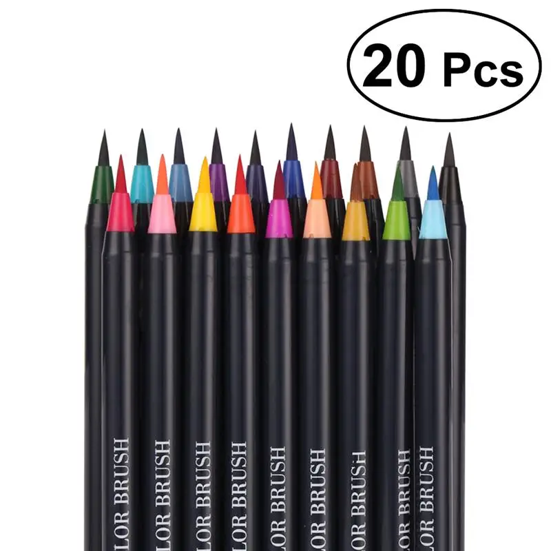 20 Pcs Watercolour Brush Pens Set Soft Flexible Tip Ink Water Paint Brush Painting Art Kitin