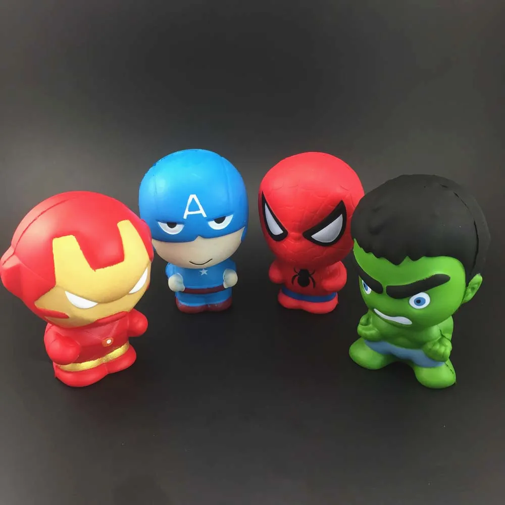 

Squishy Cartoon Character Decompression Toy Captain America Hulk Spiderman Iron Man Squishy Phone Pendant Slow Risings