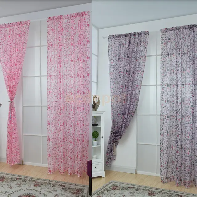Cirkel Gedrukt Ontwerp Sheer Stof Gordijnen Venster Deur Kamer ... Cirkel Gedrukt Ontwerp Sheer Stof Gordijnen Venster Deur Kamer ...