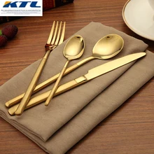 KuBac 24 Stücke Goldene Geschirr Set Edelstahl Besteck Menuemesser Gabel Löffel Teelöffel Gold Besteck Für Party