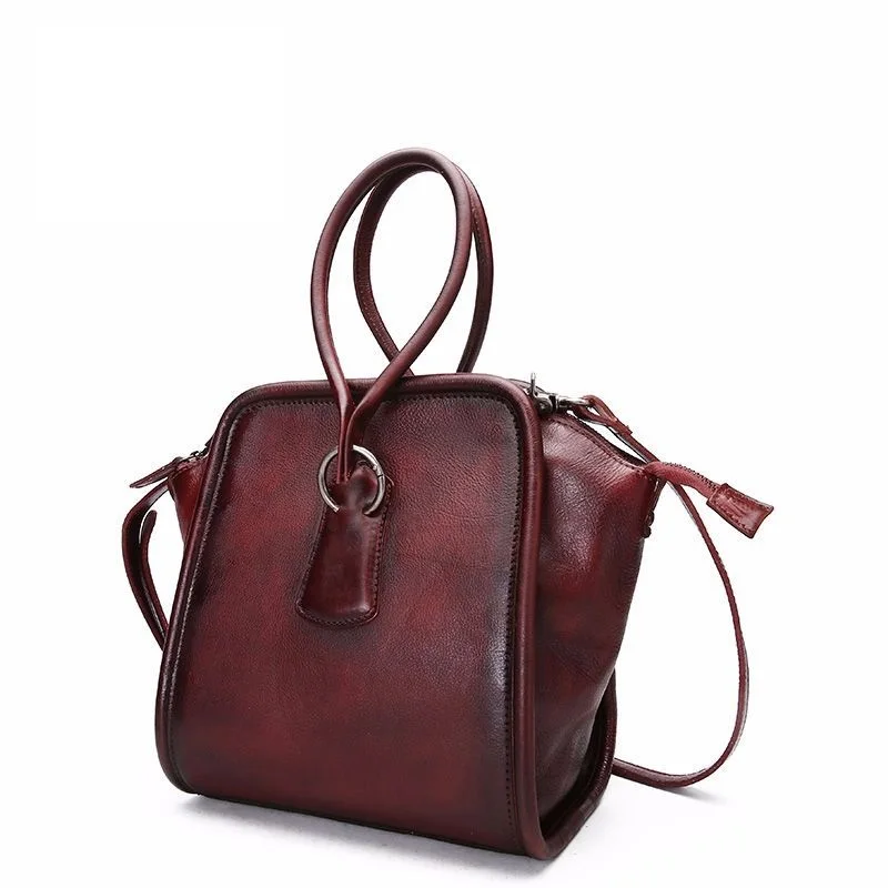 

Vintage Color-mixing Unique Designer Genuine Leather Girls Women's Small Trapeze Bag Clutches Purse Cowhide Ladies Shoulder Bag