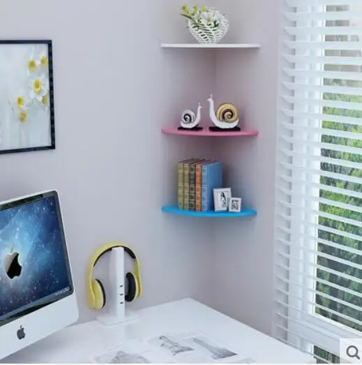 Corner Racks Free Perforated Fan Shaped Bookshelves Walls Wall