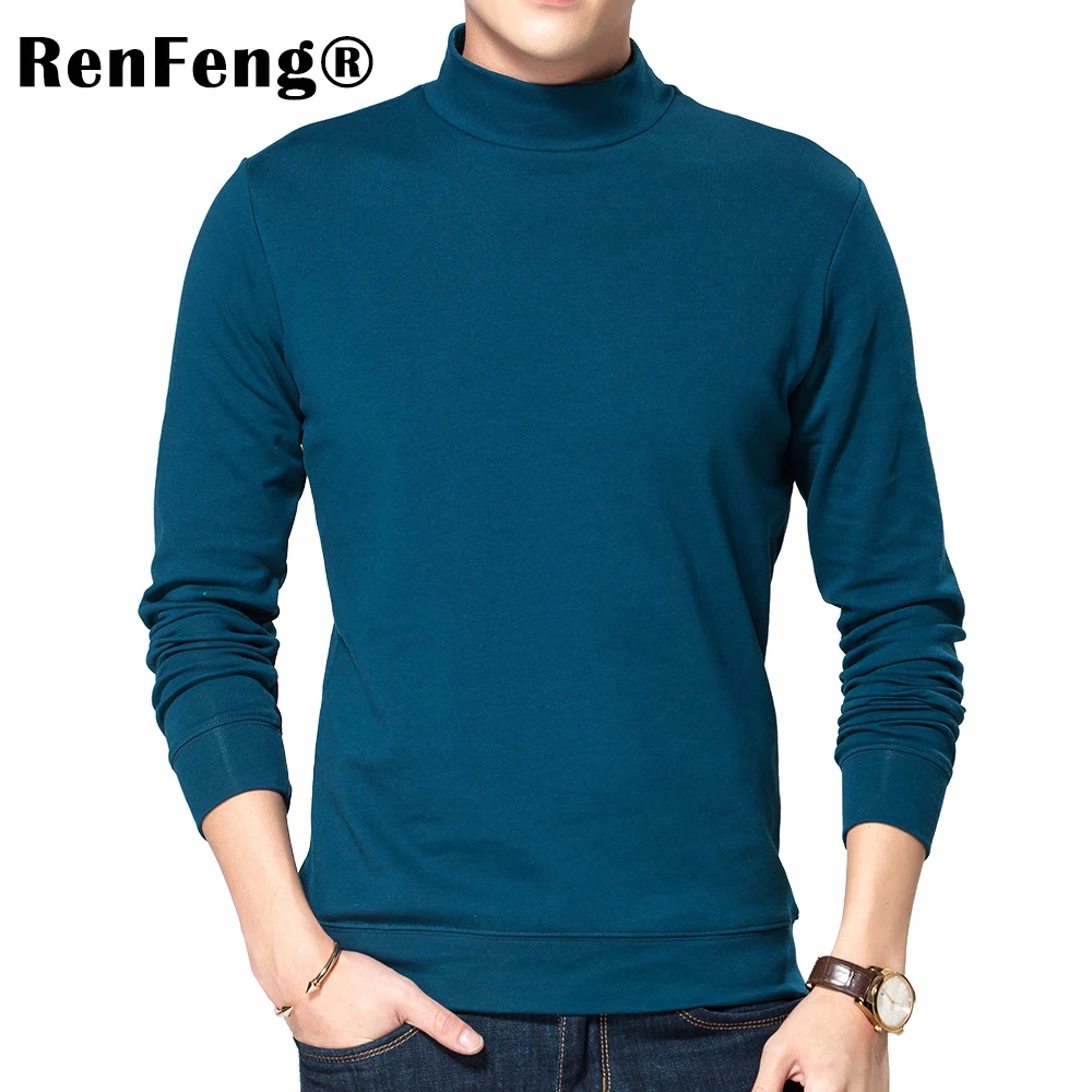 2018 Fashion Trend Autumn T Shirt Men Turtle Collar Long Sleeve T-Shirt Large Size Slim Fit Cotton Tops Tees Camisetas Male 3XL (2)