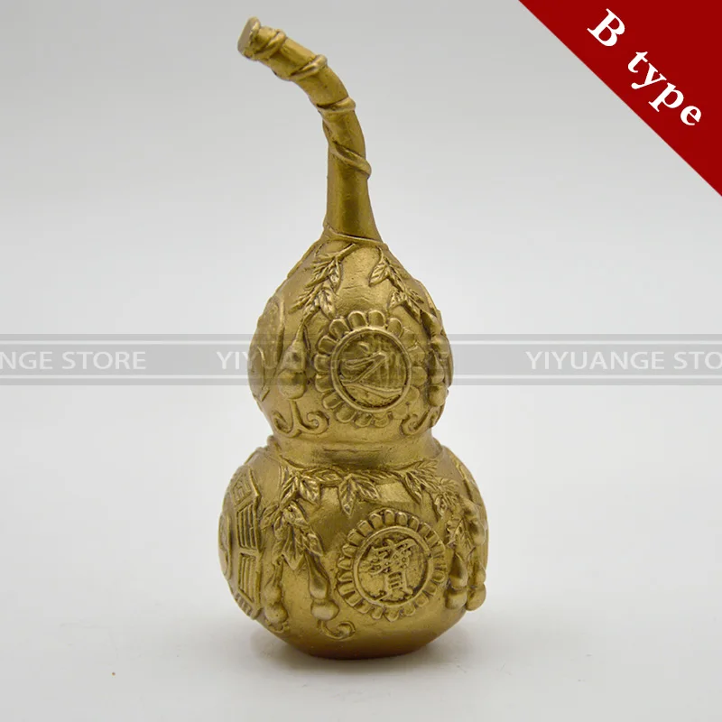 Brass Chinese Feng Shui Gourd Wu Lou/HuLu Health Enhance Good Luck 6L 