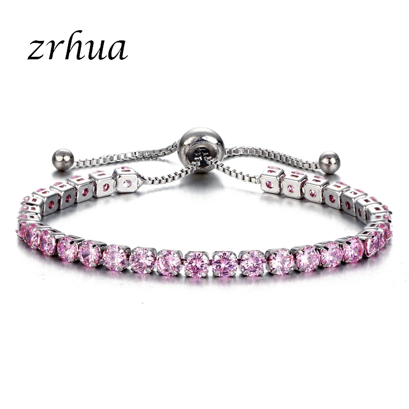 

ZRHUA Fashion Bracelets For Women Rose Gold Color And 925 Sterling Silver Zircon Charm Bracelet & Bangles Jewelry Party Gifts