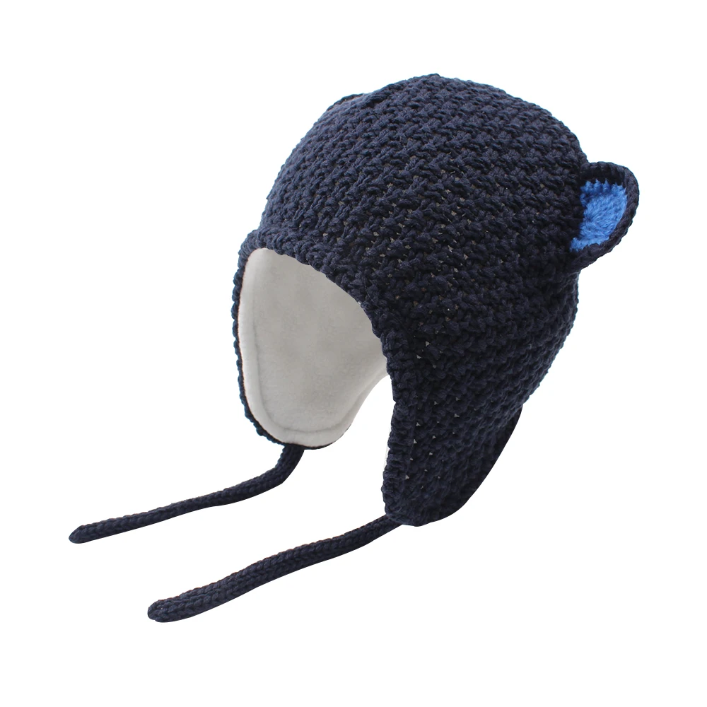 Knitted Warm Baby Beanie Hat Handmade Crochet Baby Beanie Cute Ear Protect Windproof Girls Hat Autumn Boys Beanie With Bear Ears (10)