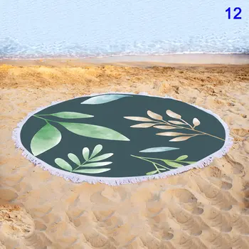 

Quick-dry Round Colorful Floral Print Beach Towel with Tassel XHC88