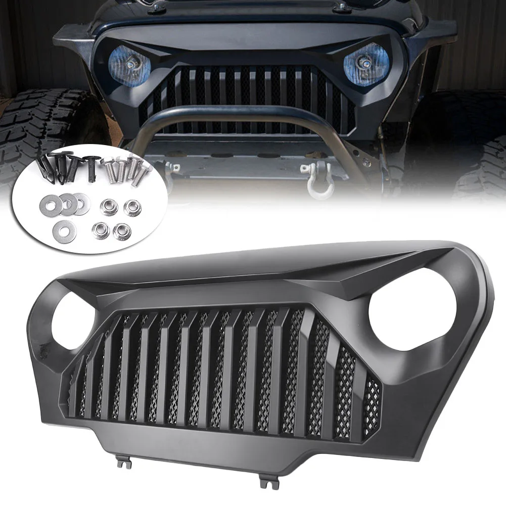 Передняя решетка решетки автомобиля Angry Bird Fit Jeep Wrangler TJ 1997 1998 1999 2000 2001 2002 2003 2004 2005 2006 матовый черный