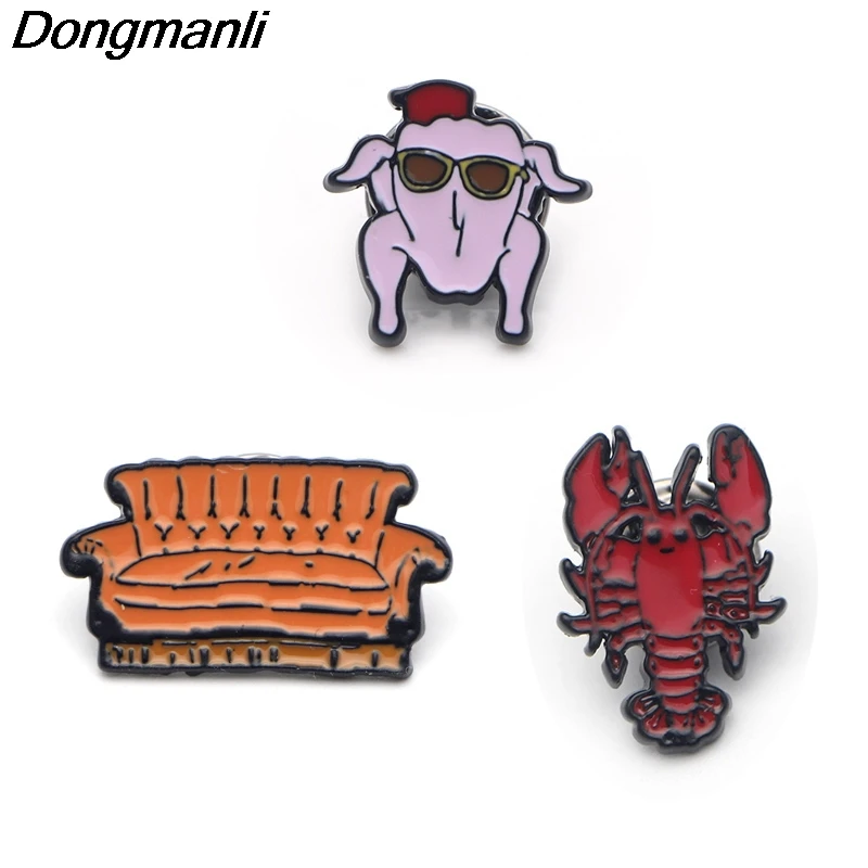 

P1229 Dongmanli TV Series Friends Crayfish Pin Pins Brooches Badges For Clothing Enamel Pin Badges Gifts For Women