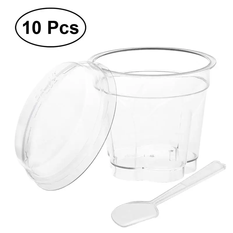 

10 Sets Creative Durable Appetizer Bowls and Spoons Tasting Glasses Catering Supplies Dessert Cups for Restaurant Bar