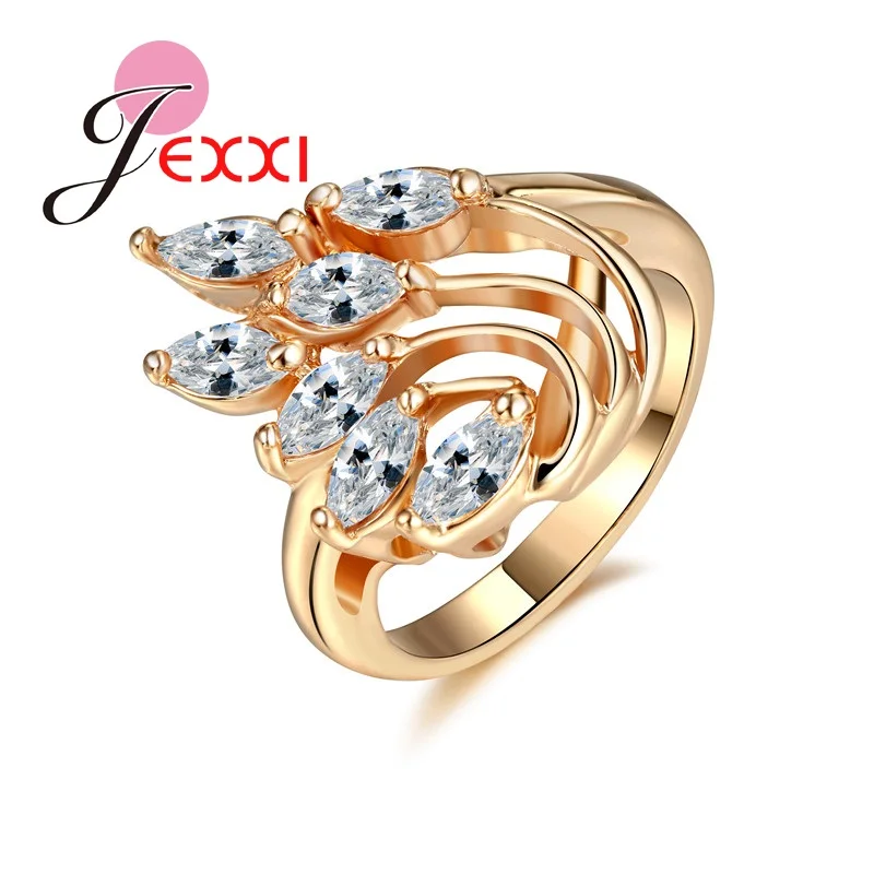 

JEXXI Beautiful Wing Shape Rings Charm Christmas Birthday Gift Yellow Gold Color Fashion Jewelry Party Accessories