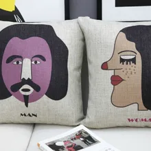 Nordic Творческий Дизайн плакат каракули пара подушку, льняные подушки автомобиль офисные домашнего декора диванные подушки