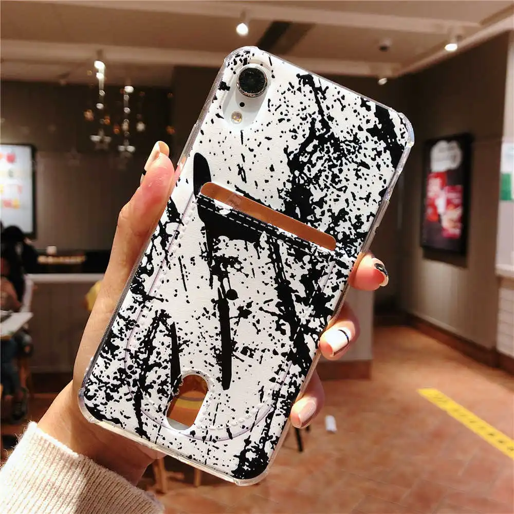 For Iphone 8 8plus X XR XS Max Marble Credit card case Iphone 6  Case for Iphone 7 7Plus Cover Soft TPU Silicone Phone case (1)