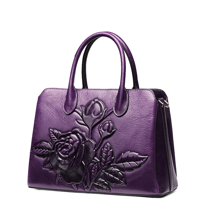 

Women leather handbags high quality real cow genuine leather bags 2017 new fashion chinese style floral casual shoulder tote bag