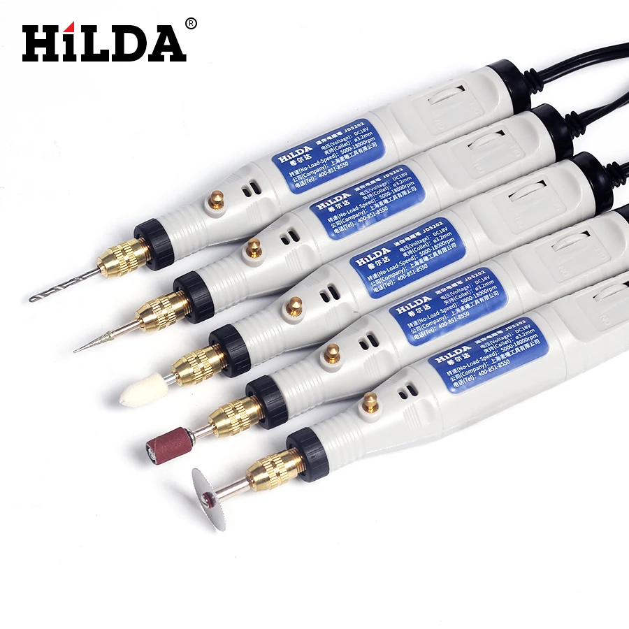 Baratos HILDA 18V bolígrafo de grabado Mini herramienta rotativa de taladro con accesorios de molienda juego multifunción Mini bolígrafo de grabado para herramientas dremel