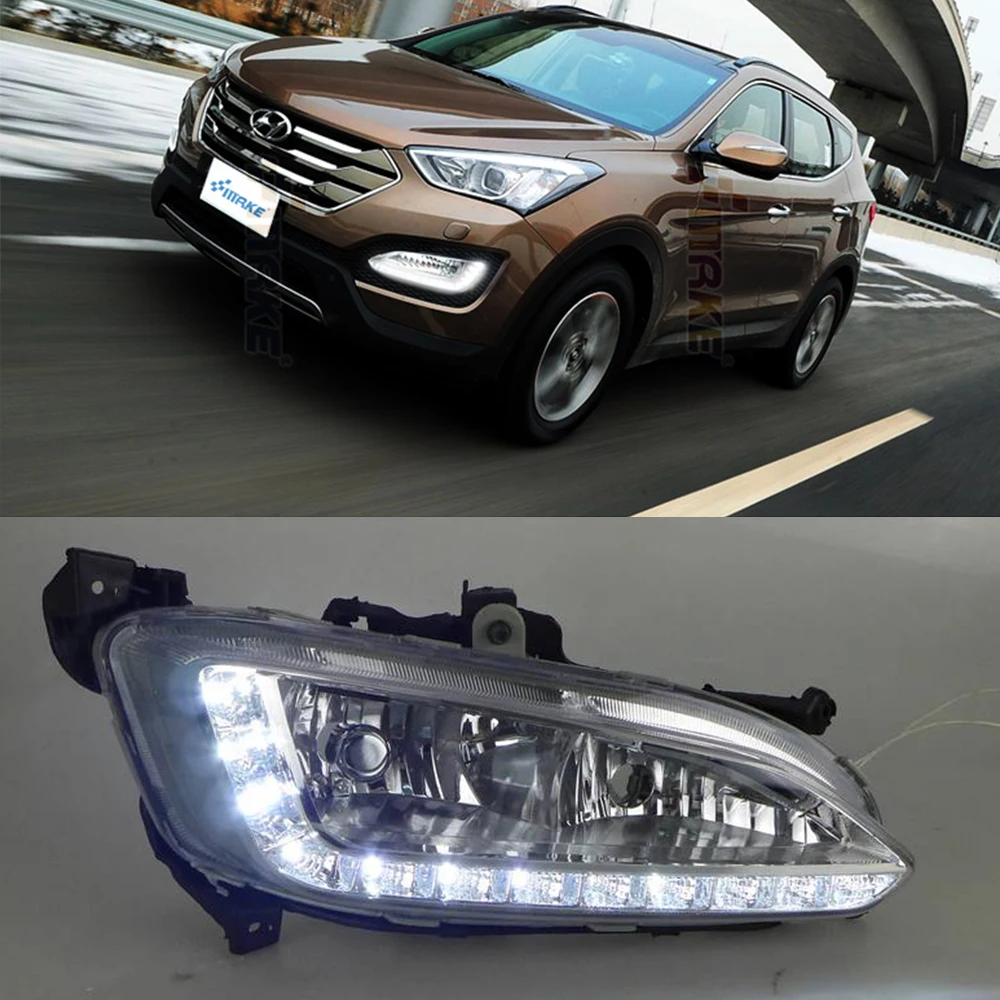 Car DRL Kit for HYUNDAI NEW SANTA FE IX45 2013-2015 LED Daytime Running Light bar Fog lamp bulbs daylight  light car led drl