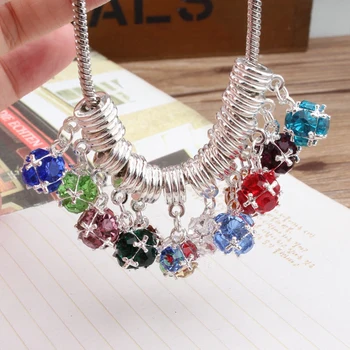 

New Design Six surface Crystal decoration Alloy Silver Tone Cartoon Rhinestone Rounds Shape Charms Diy necklace/Earring pendants