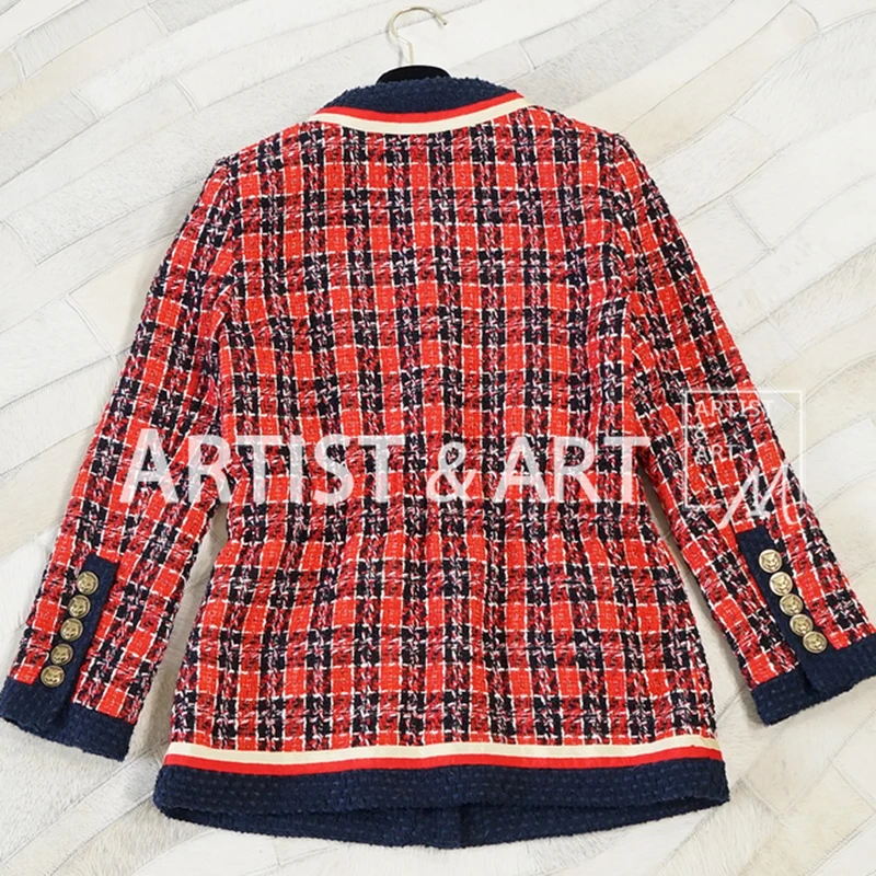 Svoryxiu 2018 Runway Custom Autumn Winter Coats Outwear Women's High Quality Wool Blends Slim Plaid Female Coat