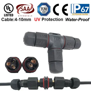 

IP67 Waterproof Connector T Shape / Straight Shape 2 / 3 Pin Outdoor Lighting Connectors