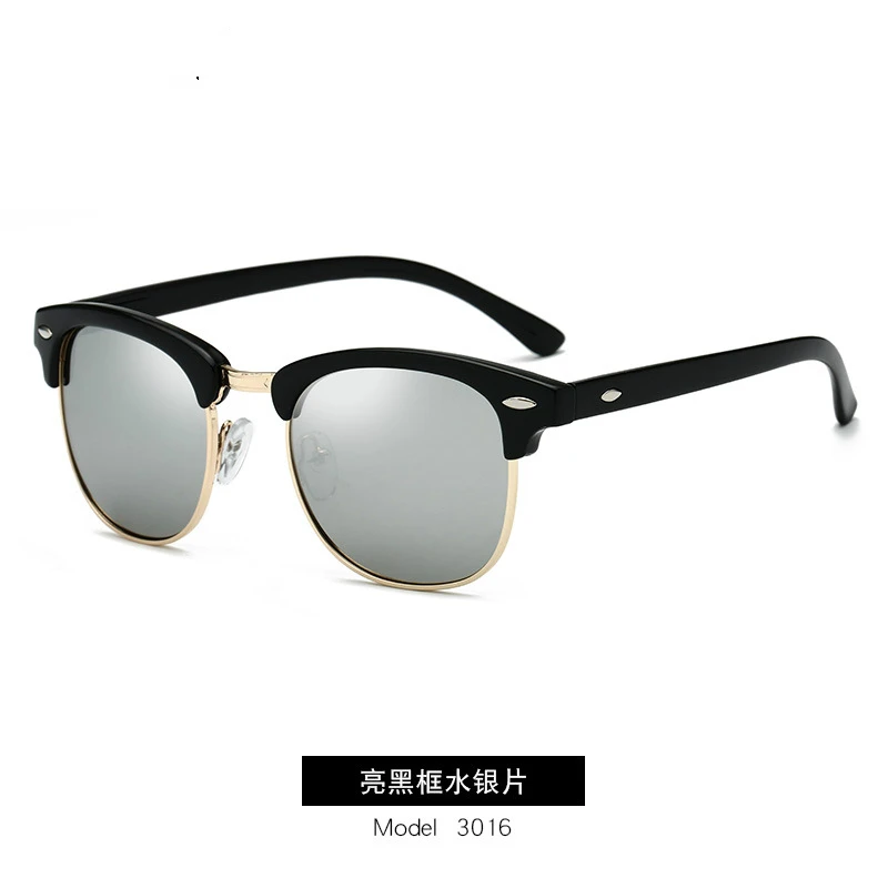 Полудрагоценные солнцезащитные очки, поляризационные солнцезащитные очки для мужчин и женщин RB3016, дизайнерские классические мужские солнцезащитные очки без оправы, UV400 - Цвет линз: black silver