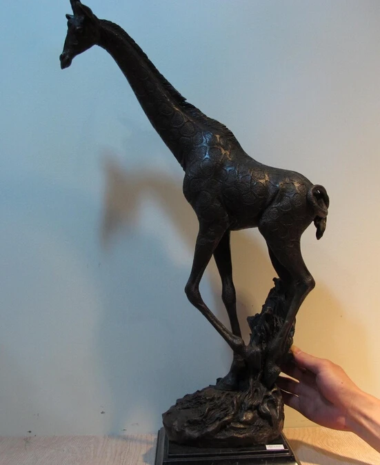 

wholesale factory China Art Deco Bronze Figurine Animal Giraffe Deer Marble base Statue Sculpture