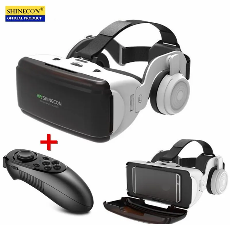 Most Popular XJvLD Original VR Virtual Reality 3D Glasses Box Stereo VR Google Cardboard Headset Helmet for IOS Android Smartphone,Bluetooth Rocker