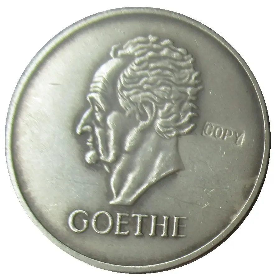 

Germany 1932-E 5 Reichsmark Goethe Copy Coins Silver Plated