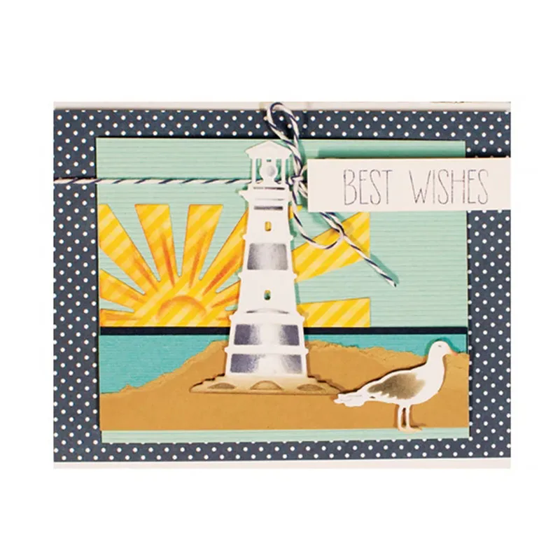

DiyArts 4 Pcs/lot Metal Cutting Dies Scrapbooking For Card Making DIY Embossing Cuts New Craft Lighthouse Sun Seabird Element