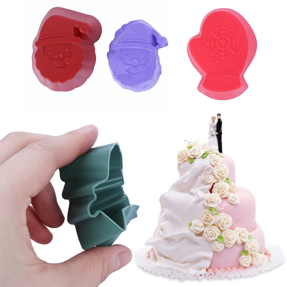 

3Pcs Silicone Sugarcraft Fondant Christmas Gloves Cake Decorating Soap Baking Mold Pastry Tools Festival Party Supplies