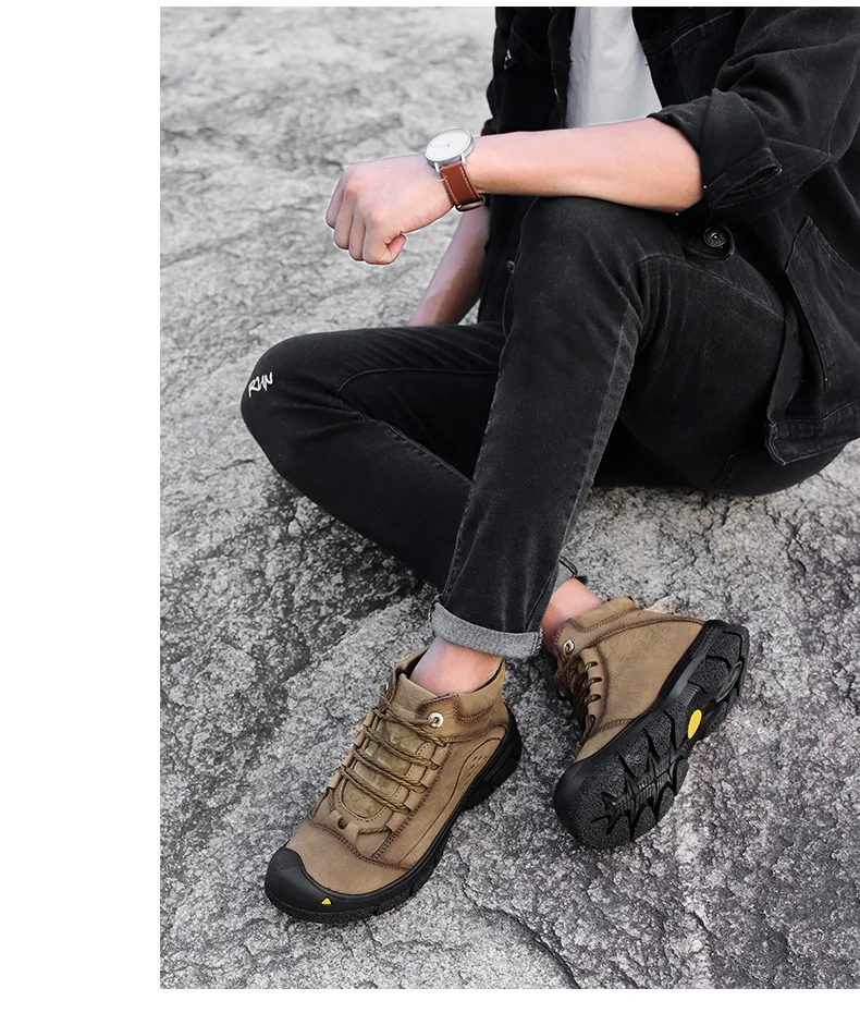 Мужские ботинки ручной работы из натуральной кожи в стиле ретро; сезон осень-зима; Мужская обувь размера плюс; высококачественные уличные Зимние ботильоны