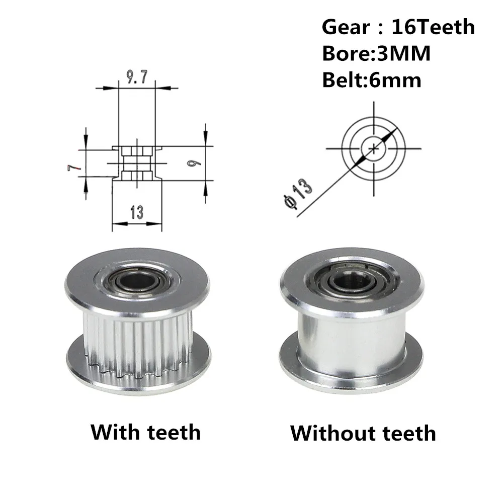 

2GT 16 Teeth Synchronous Wheel Pulley with Teeth/without Teeth Driven Perlin Gear Bore 3mm for 3D Printer GT2