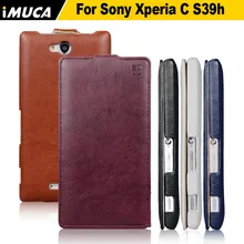iMUCA Brand For SONY Xperia C 2305 C2305 S39H Vintage PU Leather Case Luxury Flip Phone Cases Cover For sony xperia c 2305