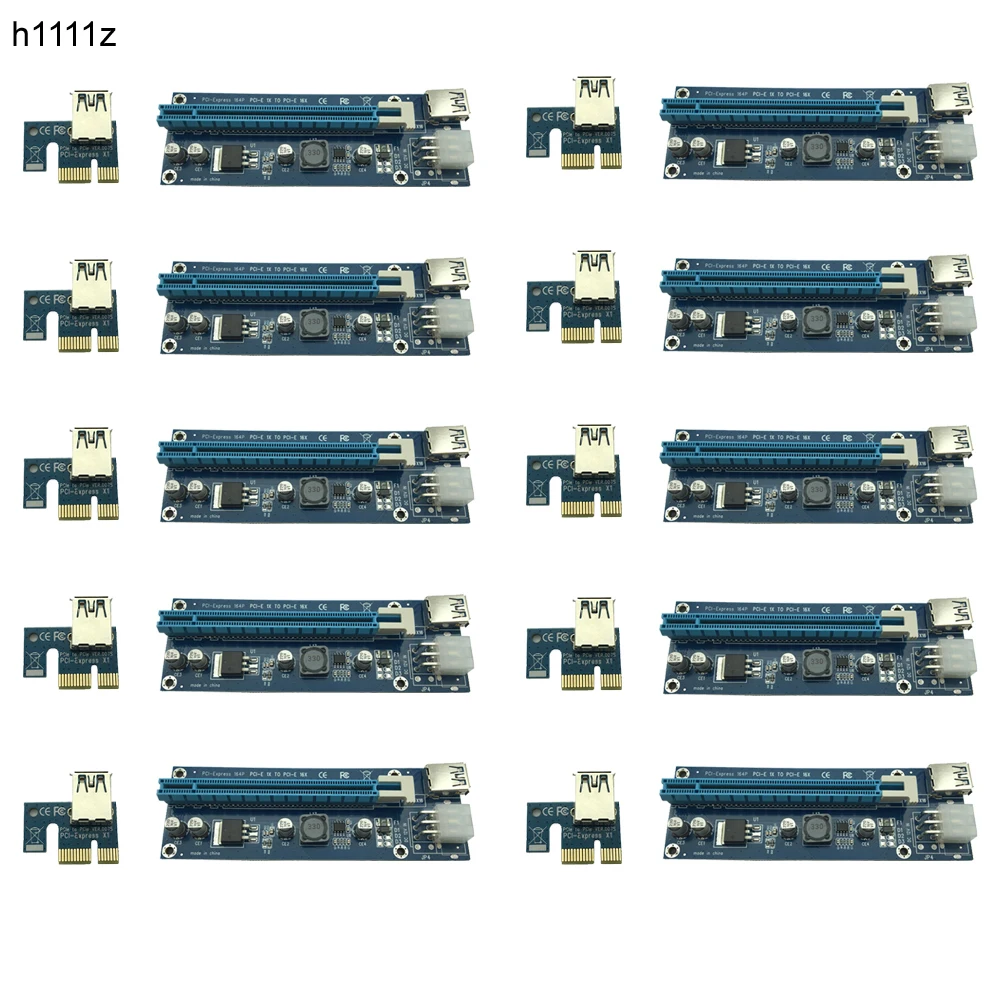 10 шт./лот модернизированная PCI E 1X до 16X Экспресс Райзер карта Extender 60 см USB3.0 кабель 6