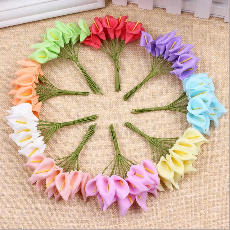 12 個 Bonquet 異なる色桑オランダカイウユリ紙の花の花束 スクラップブッキングフラワーシミュレーションの花 Paper Flower Bouquet Flower Bouquetsimulation Flowers Aliexpress