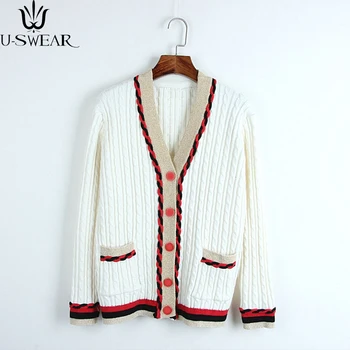 

Women Cardigans 2020 New Autumn Vintage Color Block Twist Crochet Jersey Knitted Sweater Women Pockets Patchwork Jacket Jumper