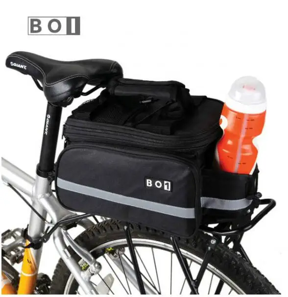 Discount ROSWHEEL NEW Bicycle Bags 13L Cycling Bike Pannier Rear Seat Bag Rack Trunk Shoulder Handbag Black With Rain Cover 2