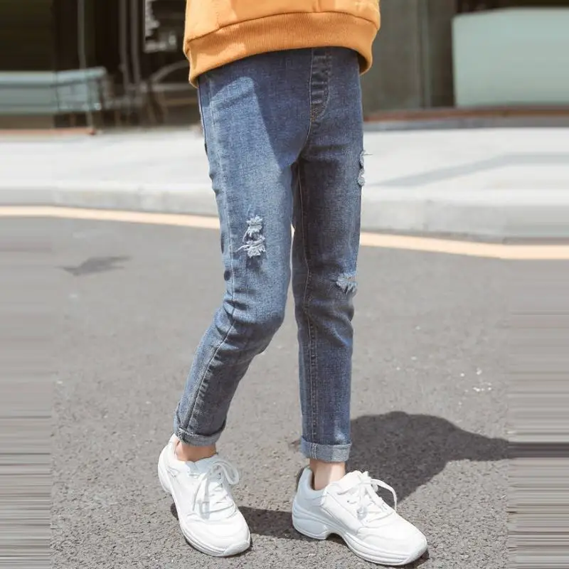 

New Spring Autumn Fashion Teenage Girls Cotton Hole Denim Leggings Kids Girls Jeans Pencil Pants Baby Girl Clothes Trousers Y32
